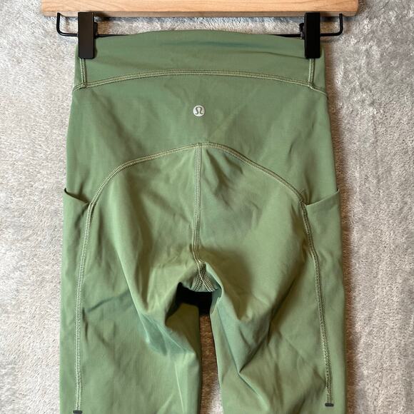 Lululemon Power Thru High-Rise Tight 25" Green Twill‎ Size 2 - Picture 2 of 6